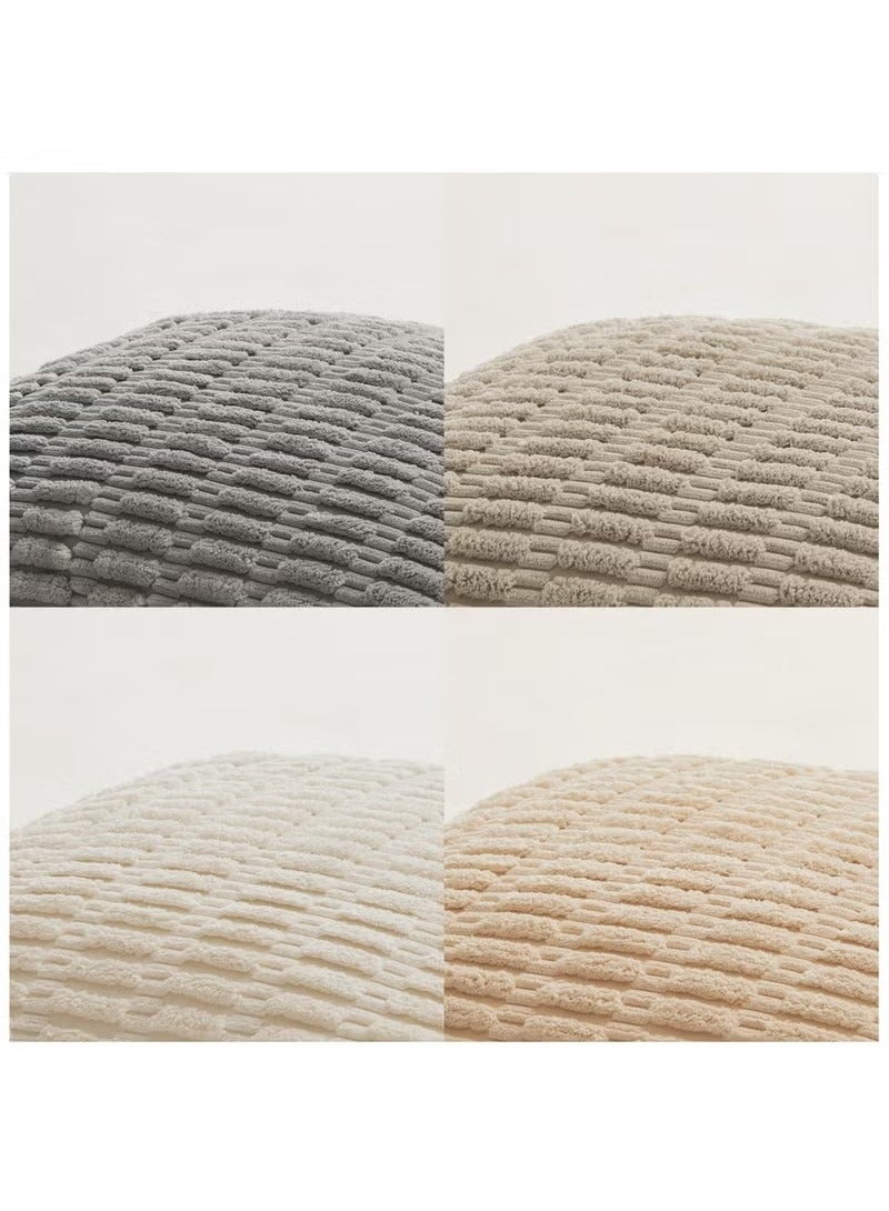 بيوينتي 4 قطع أغطية وسائد زخرفية محايدة مقاس 45 × 45 سم للأريكة والسرير والكنب، ديكور منزلي ريفي وبوهو، وسائد مربعة من مخمل ناعم مخطط - Image 3